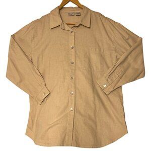 Spiegel Dress Shirt Men's XL Beige Linen & Cotton Button-Up Quality Office